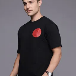 Allen Solly Printed Drop-Shoulder Sleeves Relaxed Fit Pure Cotton T-shirt image 5