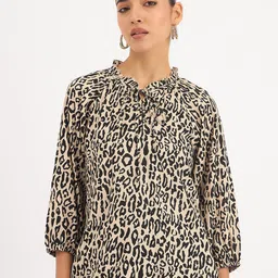 SALT ATTIRE Animal Print Tie-Up Neck Top-picture-15