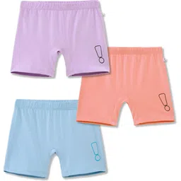 Plan B Pack Of 3 Brand Logo Printed Cycling Shorts - Peach Lavender & Blue-image-44
