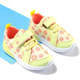 Cute Walk by Babyhug Velcro Closure Sneaker Shoes With Floral Print - Yellow-picture-32