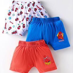 Bodycare Cotton Knit Boxers with Spiderman Print Pack of 3 - Blue Red & White-picture-9