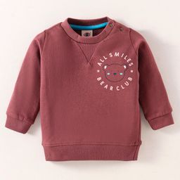 Zero Cotton Knit Full SleevesText Printed T-Shirt - Maroon-picture-35