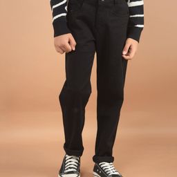 CRIMSOUNE CLUB Cotton Solid Trousers - Black-picture-3