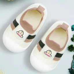 Infantso Nano Stripe Anti-Skid Cotton Socks Shoes with Rubber Sole for Walking Babies & Toddlers - Brown-picture-24