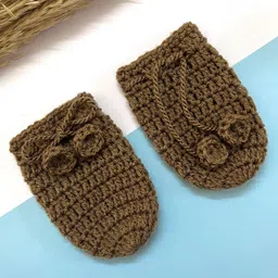 Little Peas Handmade Crochet Designed Mittens - Brown image 1