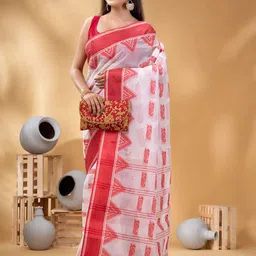 DESH BIDESH Paisley Woven Design Pure Cotton Taant Saree-image-69