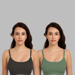 samvar Women Cotton Black,Green Non Padded Non-Wired Lingerie Bra Sport wear Gym Crop Tank Top-picture-31