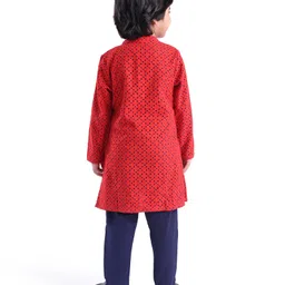Babyhug Three Full Schiffly Embroidered Kurta With Pyjama Set-Red image 2