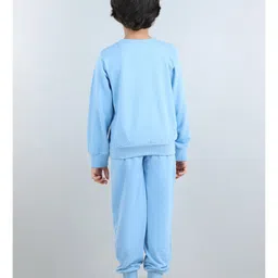 Aww Hunnie Full Sleeves Placement Text Printed Winter Sweatshirt And Joggers Set - Blue image 3