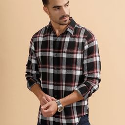 WROGN Men Comfort Tartan Checks Striped Casual Shirt-picture-15