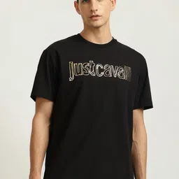 Just Cavalli Men Typography Printed Applique T-shirt-picture-30