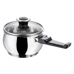 Vinod 18/8 Stainless Steel Splendid Plus Handi Shape Outer Lid Pressure Cooker - 1.5 L with Extra Glass Lid (Induction Friendly) image 3