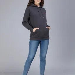 AAITHAN Women Solid Fleece Full Sleeve Hooded Neck Pullover Sweatshirt image 3