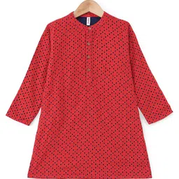 Babyhug Three Full Schiffly Embroidered Kurta With Pyjama Set-Red image 4