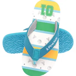 Pine Kids Slip On Flip Flops Basketball Print - Green White & Blue image 5