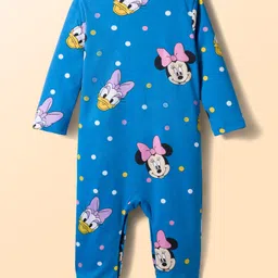 Babyhug Disney Interlock Knit Full Sleeves Footed Sleepsuit With Minnie Mouse Graphics Pack Of 2 - Blue & White image 5