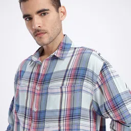 glitchez Tartan Checked Oversized Shirt image 2