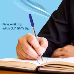 Cello Clear Ball Pen Cap Closure Type Blue Ink, 8907234014402 (Pack of 25) image 4