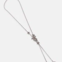SOHI Silver-Plated Crystals Stone Studded Floral Negligee Necklace image 3