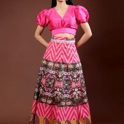 Frolic Rolic Embellished Geometric Printed Maxi Flared Skirt image 5