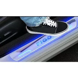 Auto Pearl Car Door Foot Step Led Sill/Scuff Plates Mirror Finish Silver Compatible For Ford Figo T2 (2012-2014), LEDSillPLATE_Sil_FigoT2_2012_14 (Set of 4) image 2