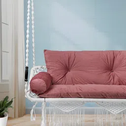 Swingzy Maroon & White Double Seater Hammock Swing With Cushion-image-39