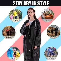 HACER EVA Hooded Type Top Button Closer Black Raincoat Free Size for Unisex, EXRS09C-N image 4