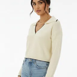 glitchez Self-Striped Contrast Piping Collar Pullover-picture-28