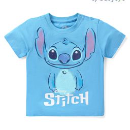 Babyoye Disney 100% Cotton Knit Half Sleeves T-Shirt with Lilo & Stitch Graphics- Blue-picture-1