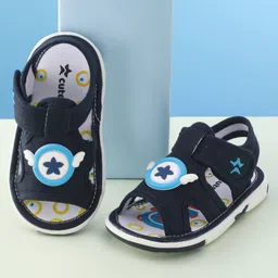 Cute Walk By Babyhug Sandals With Velcro Closure & Star Applique - Navy-picture-34