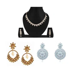 Women Click Set Of 3 Stone-Studded Jewellery Set-image-6