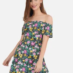 DESIGNS BY QUEEN BEE Floral Printed Off-Shoulder A-Line Mini Dress-picture-21