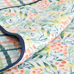 haus & kinder Green & Peach Coloured Floral Microfiber AC Room Double Bed Comforter image 4