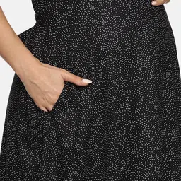Nejo Women Maternity Polka Dots Printed Flutter Sleeve Monochrome A-Line Maxi Dress image 2