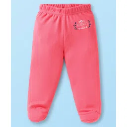 Babyhug Interlock Knit Footed Leggings with Polka Dots & Floral Print Pack of 3 - Navy Blue image 4