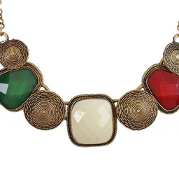 Shining Diva Fashion Gold-Plated Cubic Zirconia Studded Necklace image 2