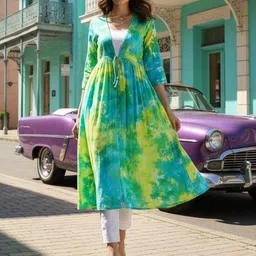 Maaesa Tie and Dye Dyed Fit & Flare Dress-image-7