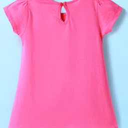Babyhug Single Jersey Knit Half Sleeves Dresses With Heart Print & Bow Applique Pack of 2 - Dark Pink & White image 5