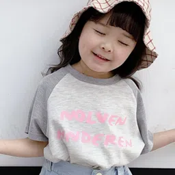 LULU & SKY Girls Typography Printed Raglan Sleeves Applique T-shirt-picture-11