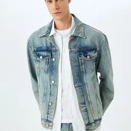 Koton Men Washed Crop Denim Jacket image 1