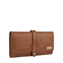 Bellissa Women Tan Animal Textured PU Two Fold Wallet image 2