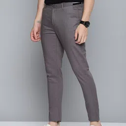 Mast & Harbour Men Grey Pure Cotton Solid Chinos Trousers image 3