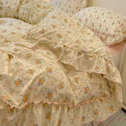 JC HOME Pink & Cream-Coloured 4 Pieces Floral Double King Bedding Set image 5