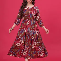 HEARTLOOM Floral Printed Ethnic Maxi Dress image 1