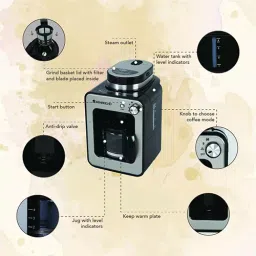 Wonderchef Regalia Black & Silver Coffee Maker with Grinder (63154558) image 4