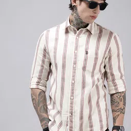 U.S. Polo Assn. Pure Cotton Tailored Fit Striped Opaque Casual Shirt image 1