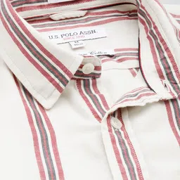 U.S. Polo Assn. Pure Cotton Tailored Fit Striped Opaque Casual Shirt image 5