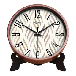 OLIVE TREE Copper-Toned & Black Printed Contemporary Round Shaped Analogue Table Clock image 2