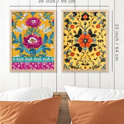 Kotart Yellow & Pink 2 Pieces Wooden Floral and Botanical Wall Arts image 3