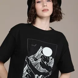 Roadster Women Graphic Printed Oversized T-shirt-picture-35
